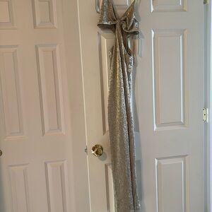 Alice and Olivia gold foil cut out dress